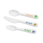 Personalised Kids Elephant Cutlery Set - Plastic