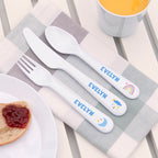 Personalised Kids Pastel Sky Cutlery Set - Plastic