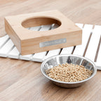 Personalised Bamboo Dog Bowl with Metal Tag