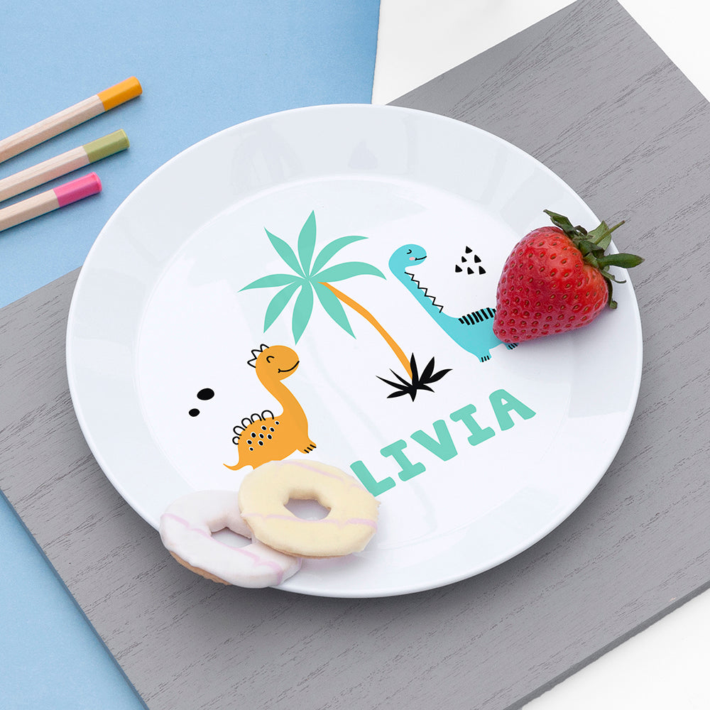 Personalised Kids Cute Dinosaur Plastic Plate