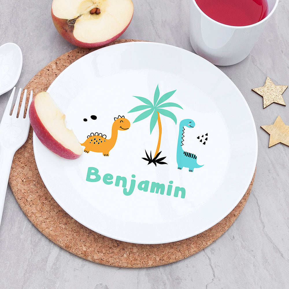 Personalised Kids Cute Dinosaur Plastic Plate