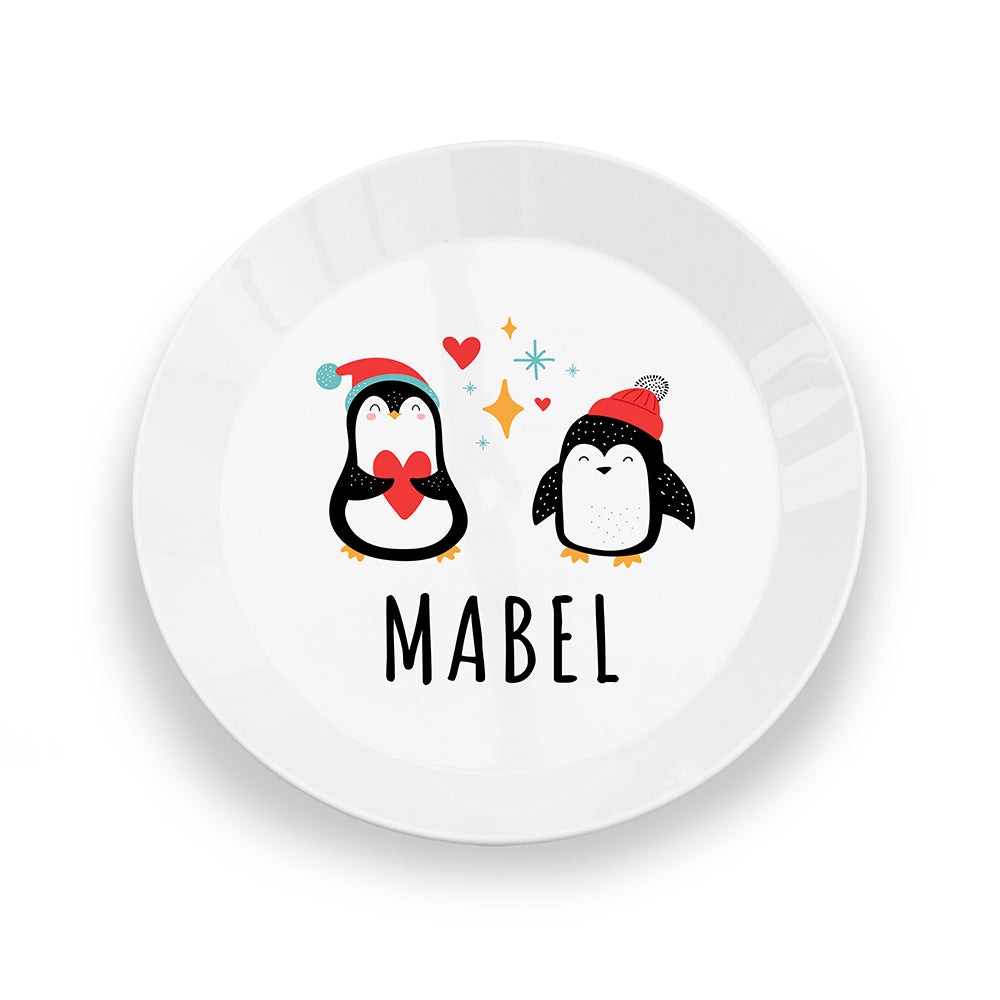 Personalised Kids Winter Penguin Plastic Plate