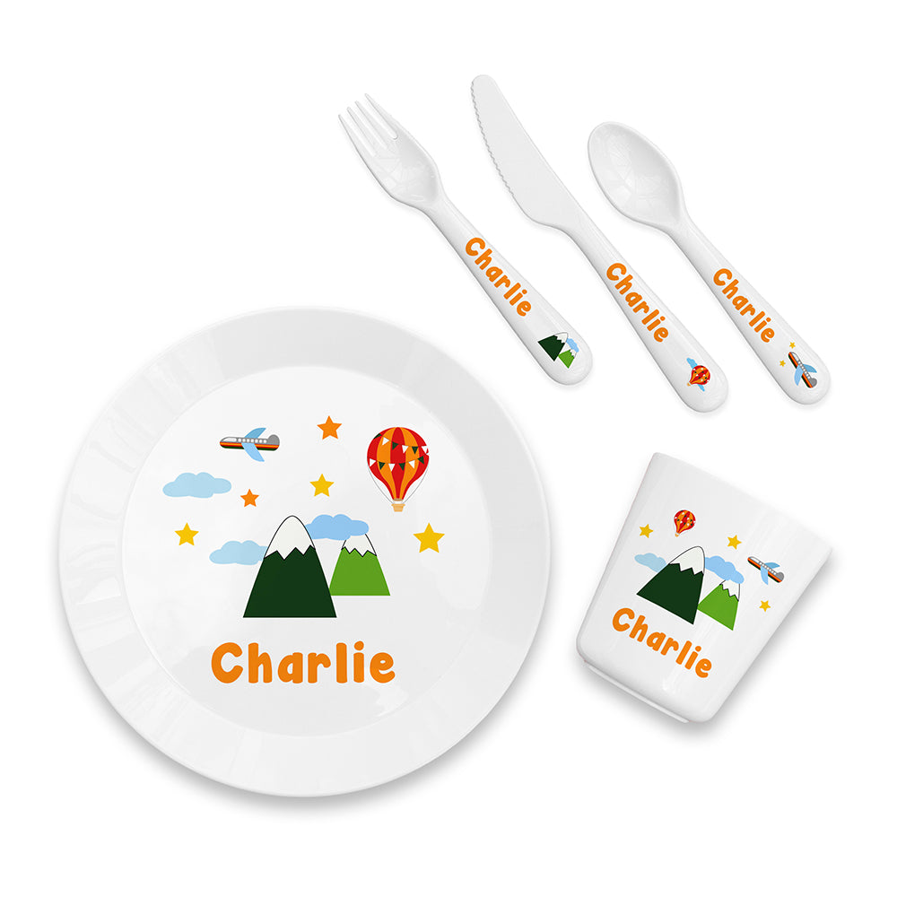 Personalised Kids Adventure Plastic Dining Set