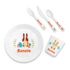 Personalised Kids Spring Bunny Plastic Dining Set