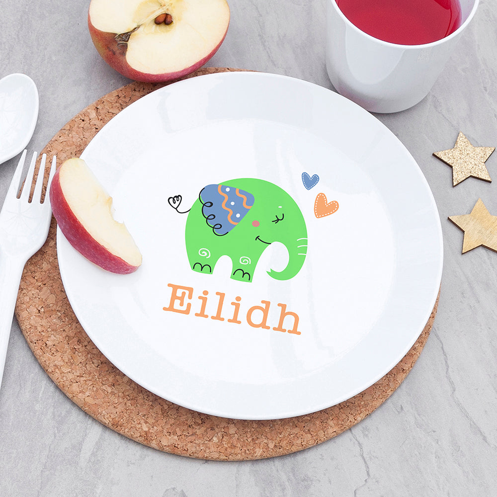 Personalised Kids Elephant Plastic Dining Set