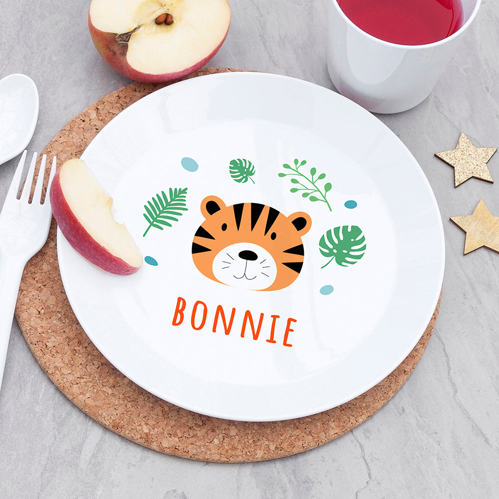 Personalised Kids Jungle Animal Plastic Dining Set