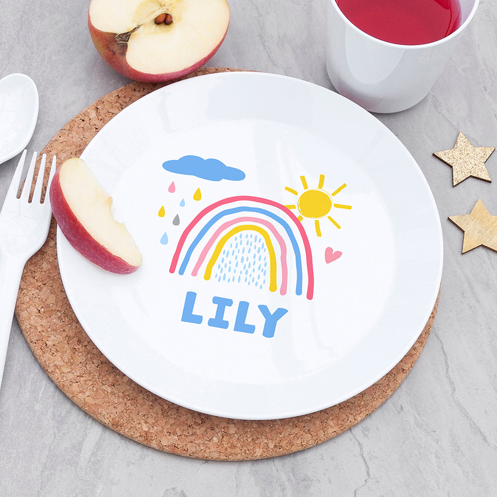 Personalised Kids Pastel Sky Plastic Dining Set