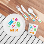 Personalised Kids Colourful Shapes Plastic Dining Set