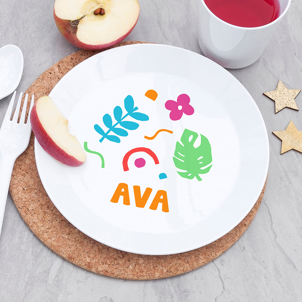 Personalised Kids Colourful Shapes Plastic Dining Set