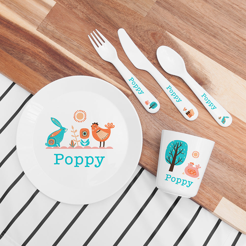 Personalised Kids Scandi Summer Plastic Dining Set