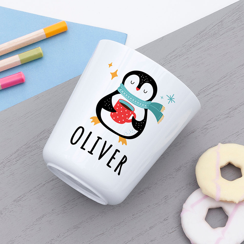 Personalised Kids Winter Penguin Plastic Dining Set
