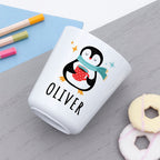 Personalised Kids Winter Penguin Plastic Dining Set