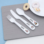 Personalised Kids Winter Penguin Plastic Dining Set