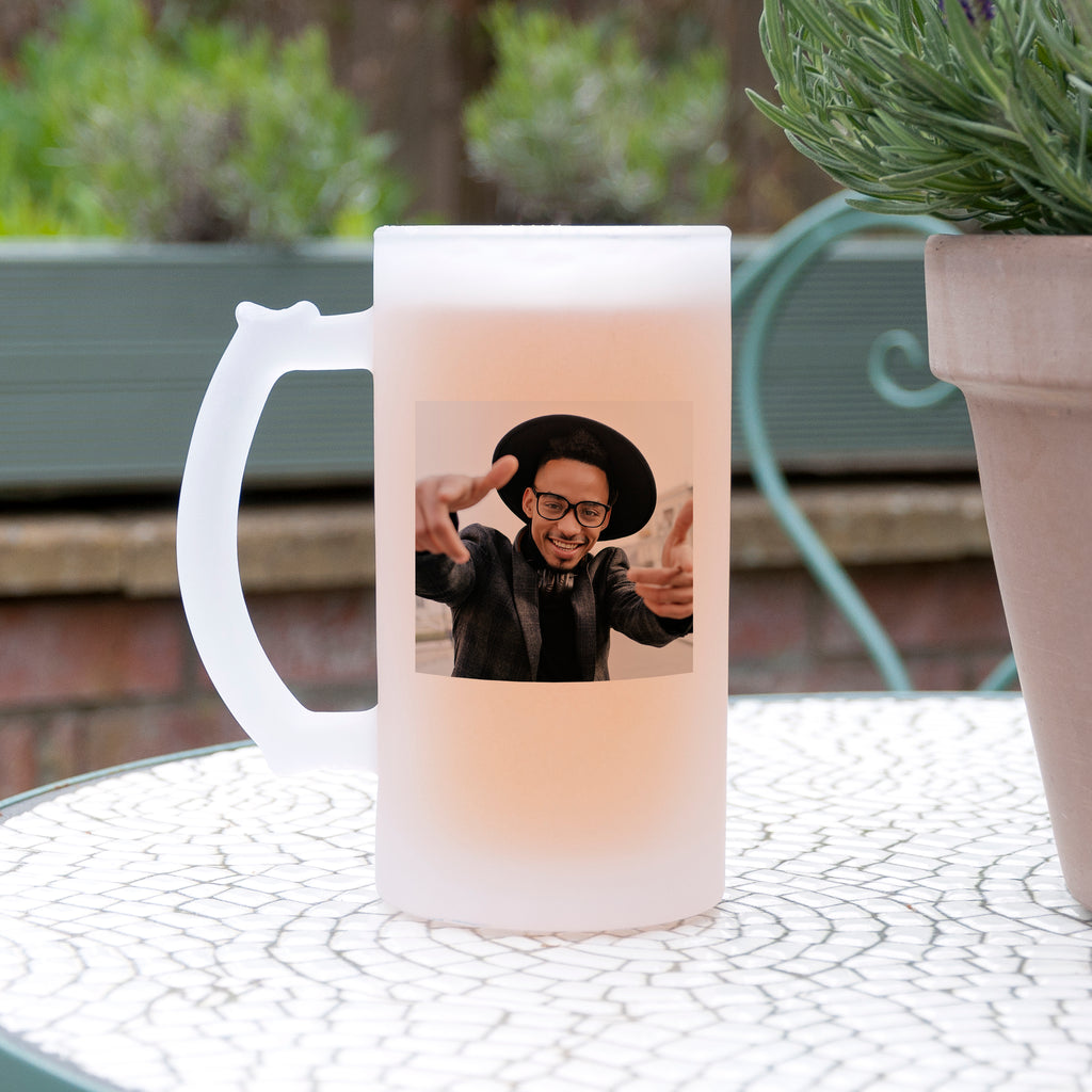 Personalised Photo and Message Frosted Beer Stein