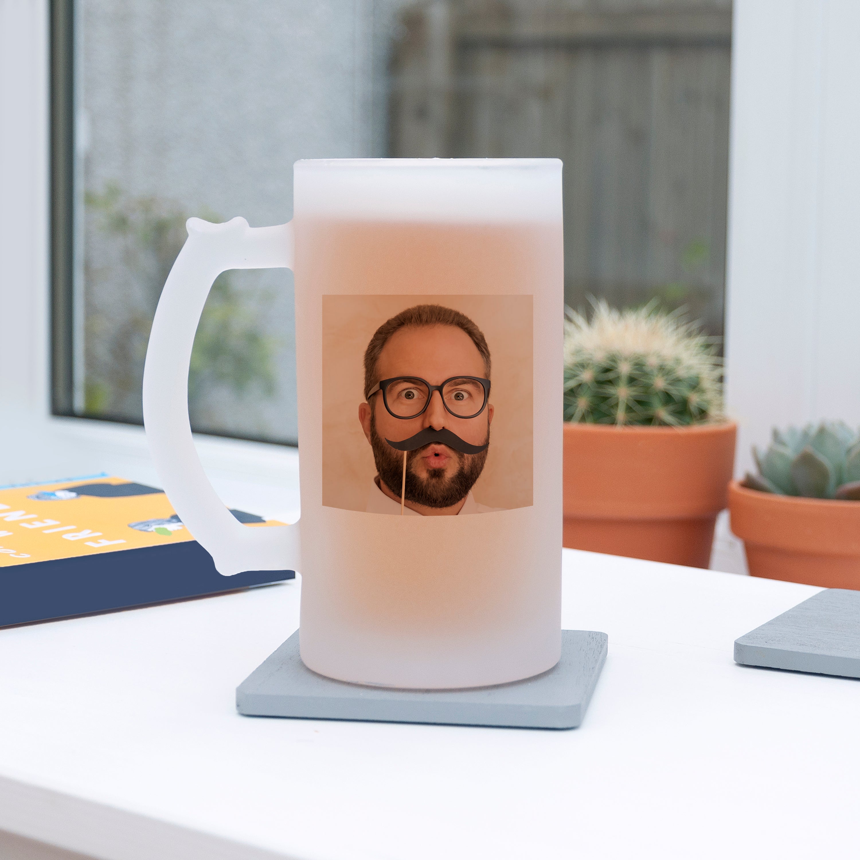 Personalised Photo and Message Frosted Beer Stein