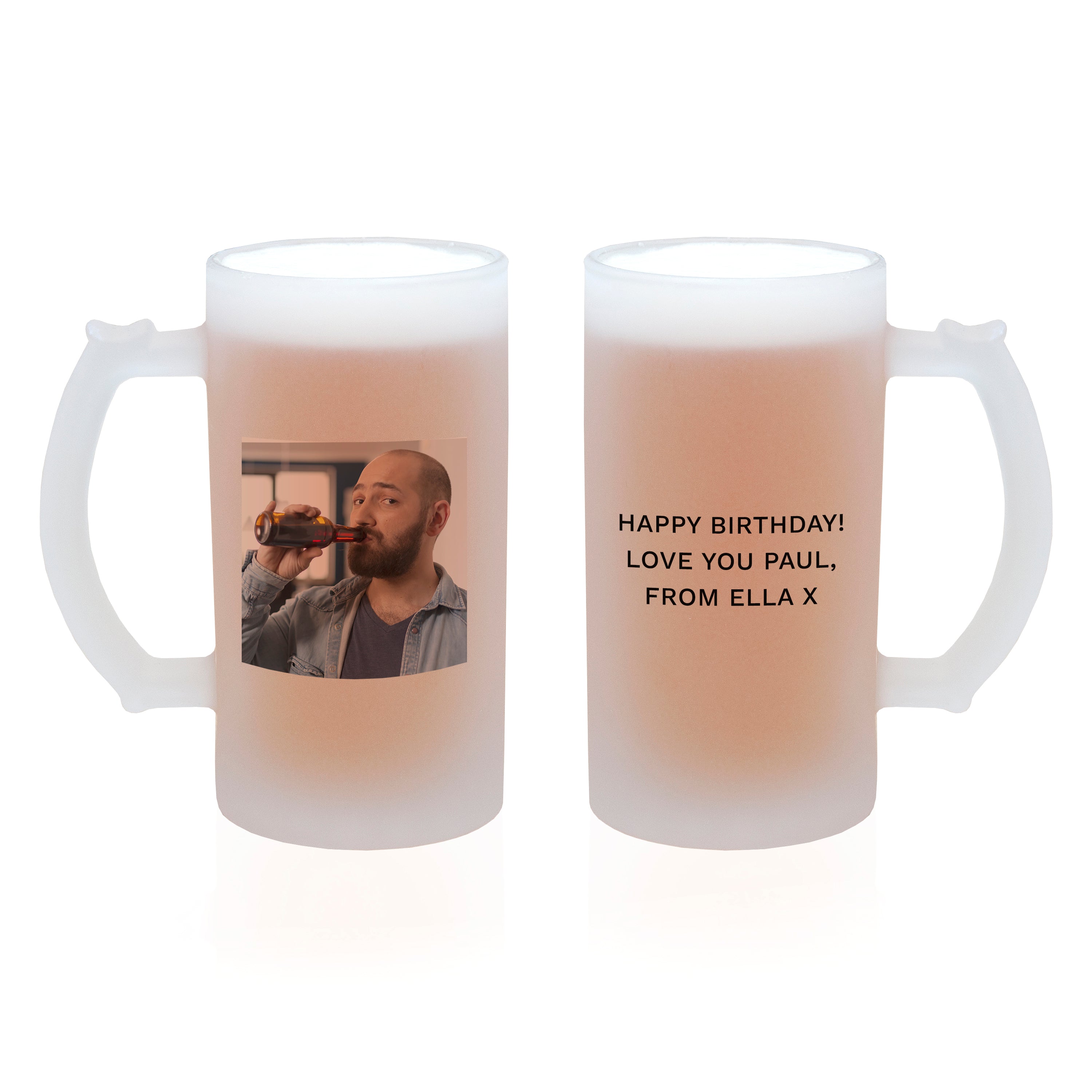 Personalised Photo and Message Frosted Beer Stein