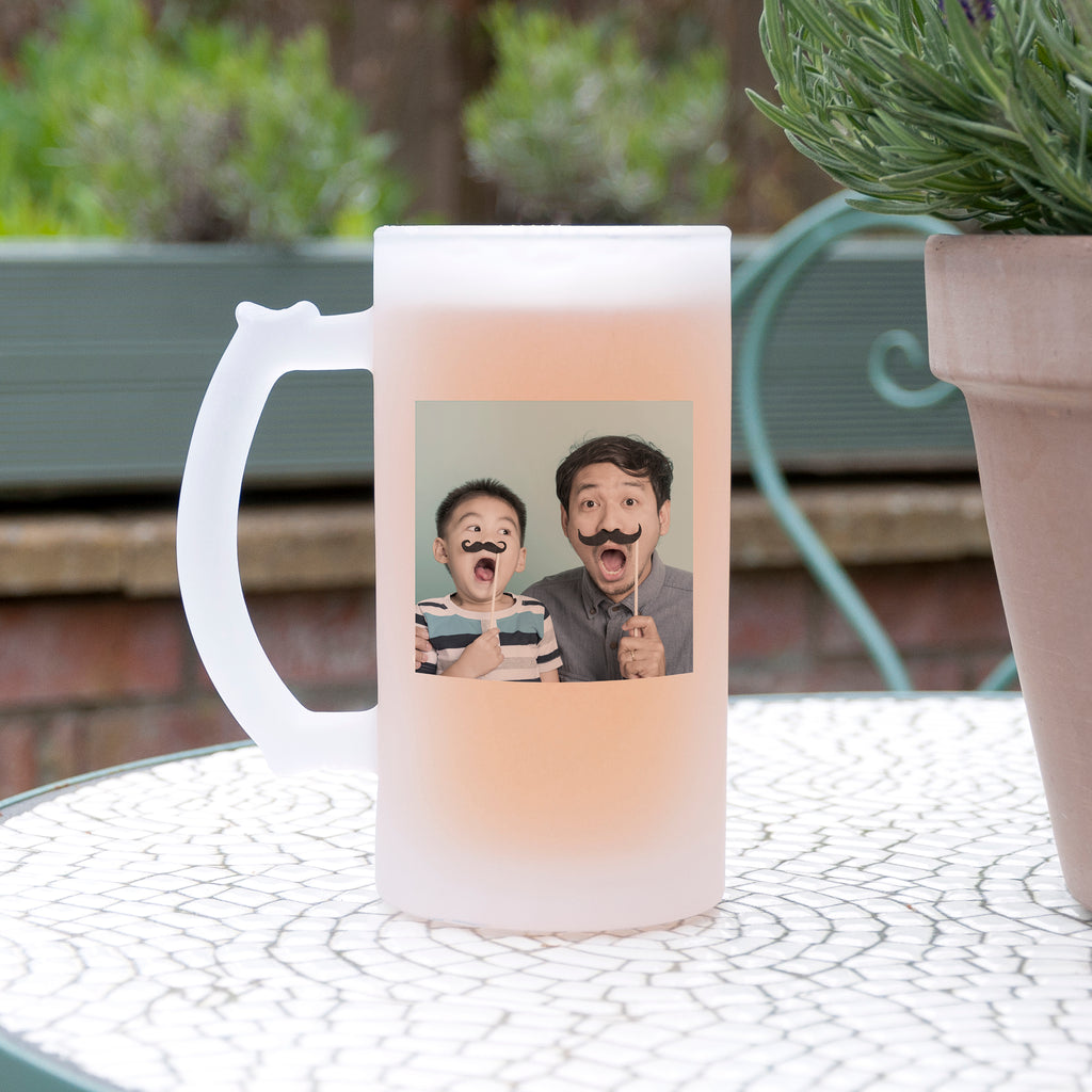 Personalised Photo and Message Frosted Beer Stein