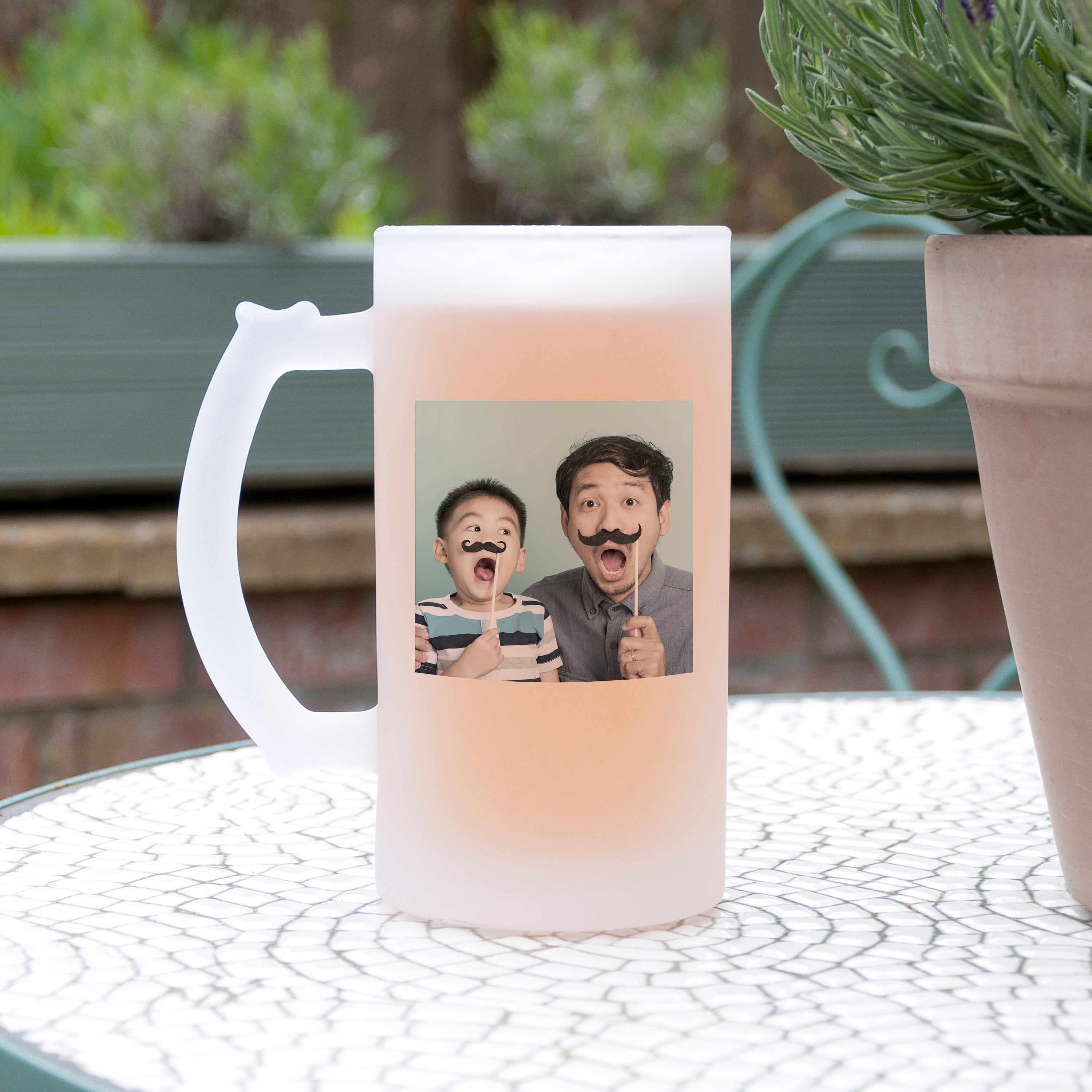Personalised Photo and Message Frosted Beer Stein