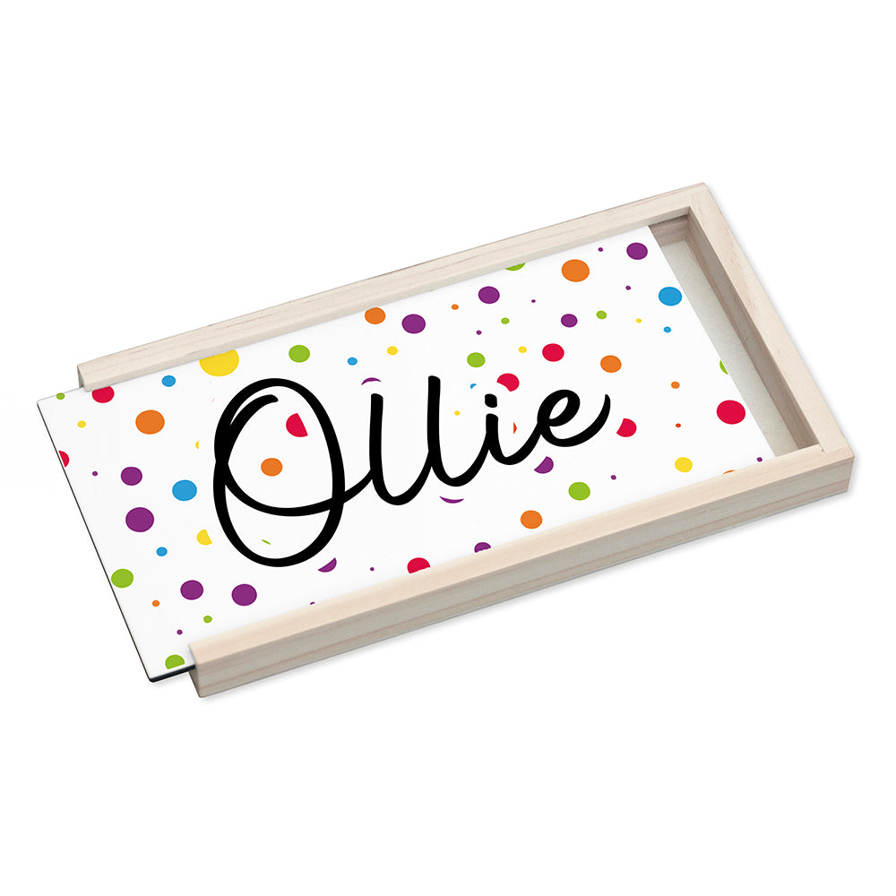 Personalised Kids Polka Dot Pencil Box