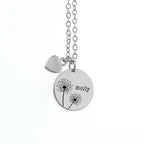 Personalised Dandelion Matte Heart & Disc Necklace