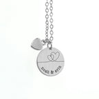 Personalised Dual Hearts Matte Heart and Disc Charms Necklace