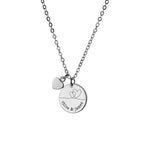 Personalised Dual Hearts Polished Heart & Disc Necklace