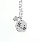 Personalised Butterfly Dance Matte Heart & Disc Necklace