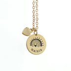 Personalised Rainbow Matte Heart & Disc Necklace