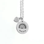 Personalised Rainbow Matte Heart & Disc Necklace
