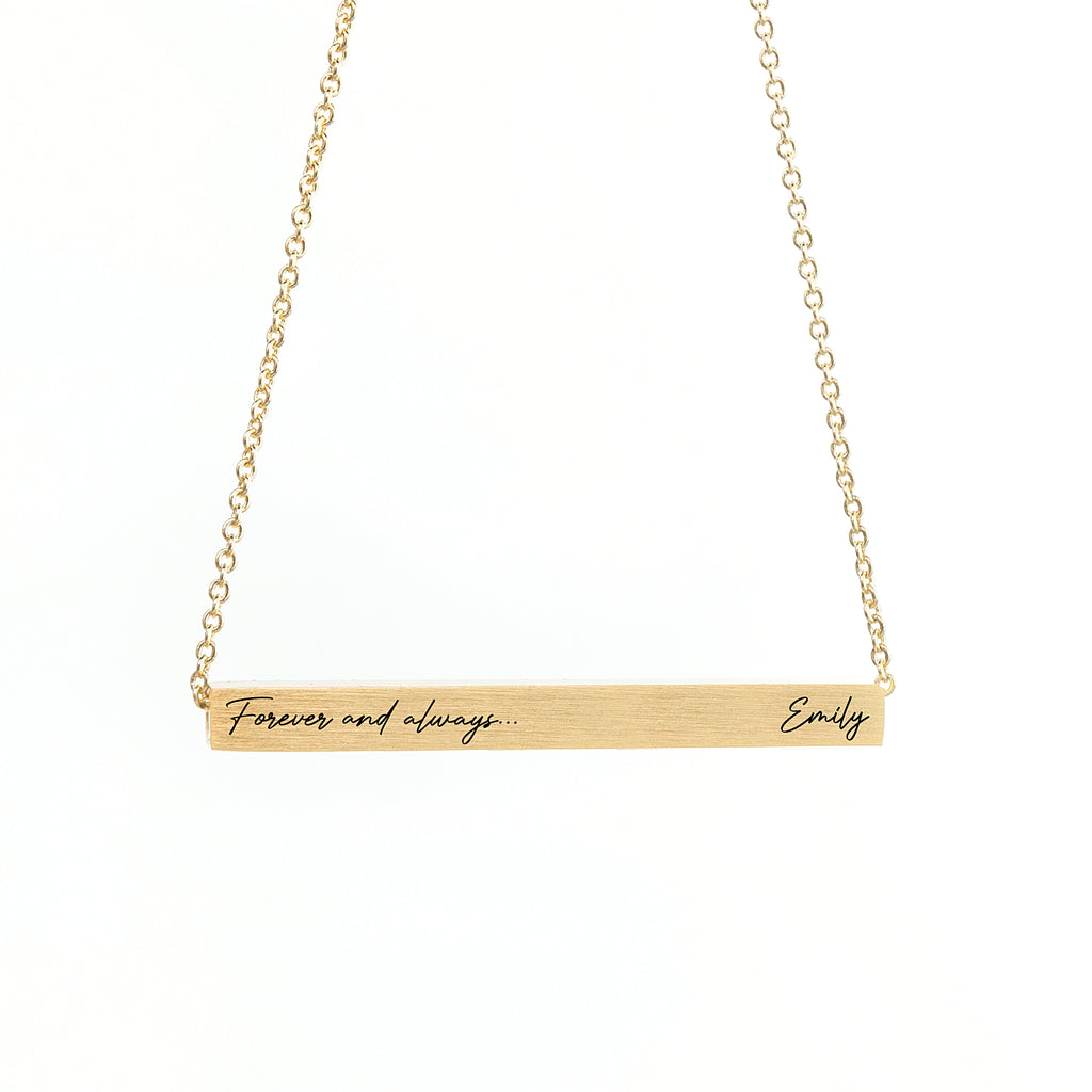 Personalised Forever and Always Horizontal Bar Necklace