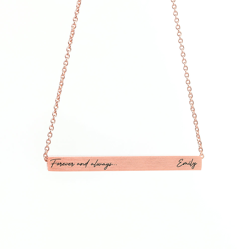 Personalised Forever and Always Horizontal Bar Necklace