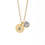 Personalised Monogram Gold Birthstone Crystal and Disc