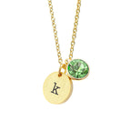 Personalised Monogram Gold Birthstone Crystal and Disc