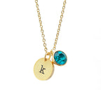 Personalised Monogram Gold Birthstone Crystal and Disc