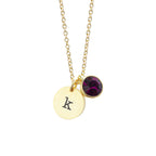 Personalised Monogram Gold Birthstone Crystal and Disc