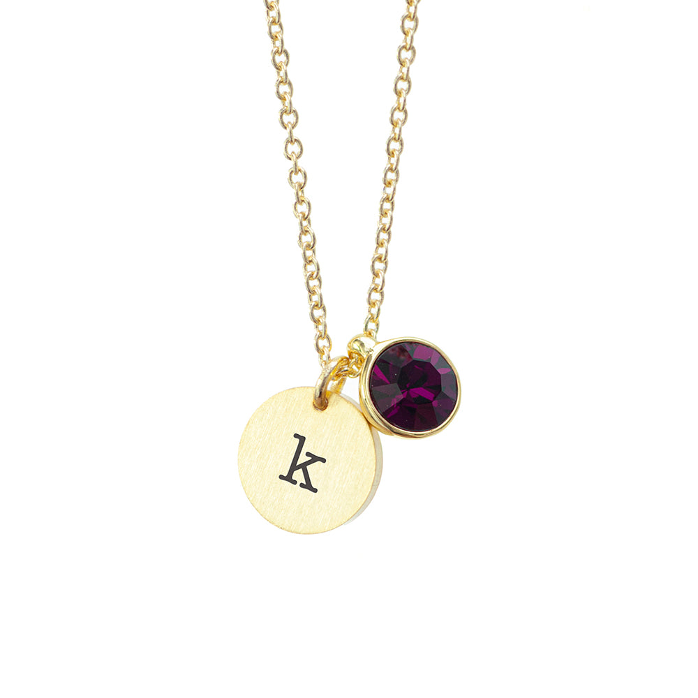 Personalised Monogram Gold Birthstone Crystal and Disc