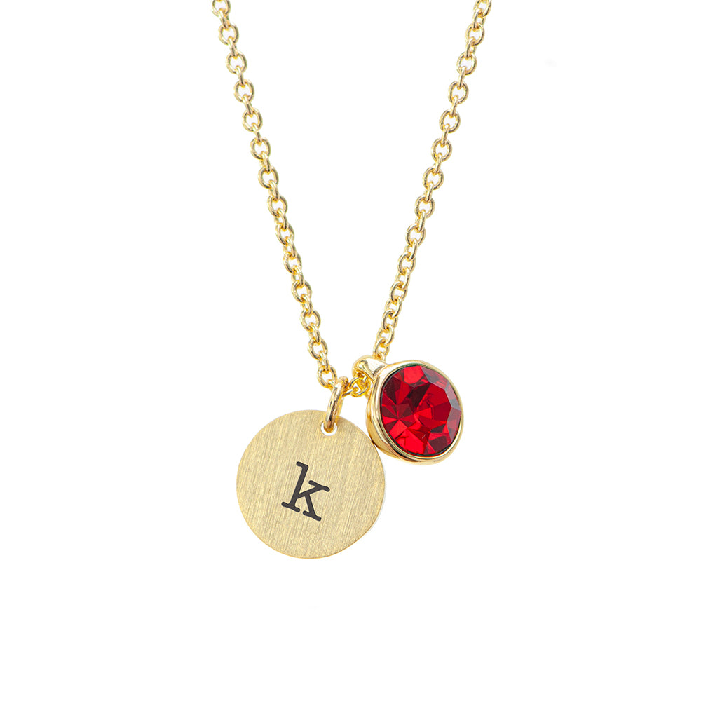 Personalised Monogram Gold Birthstone Crystal and Disc