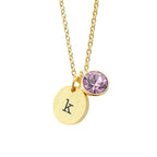 Personalised Monogram Gold Birthstone Crystal and Disc
