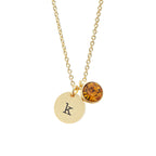 Personalised Monogram Gold Birthstone Crystal and Disc