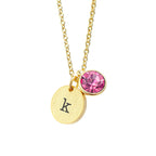 Personalised Monogram Gold Birthstone Crystal and Disc