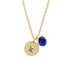 Personalised Monogram Gold Birthstone Crystal and Disc