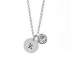 Personalised Monogram Silver Birthstone Crystal and Disc