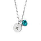 Personalised Monogram Silver Birthstone Crystal and Disc