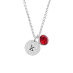 Personalised Monogram Silver Birthstone Crystal and Disc
