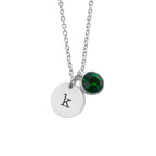 Personalised Monogram Silver Birthstone Crystal and Disc