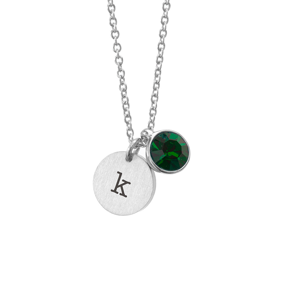 Personalised Monogram Silver Birthstone Crystal and Disc