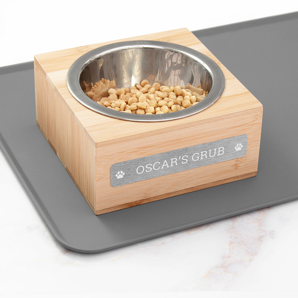 Personalised Small Bamboo Wooden Pet Bowl