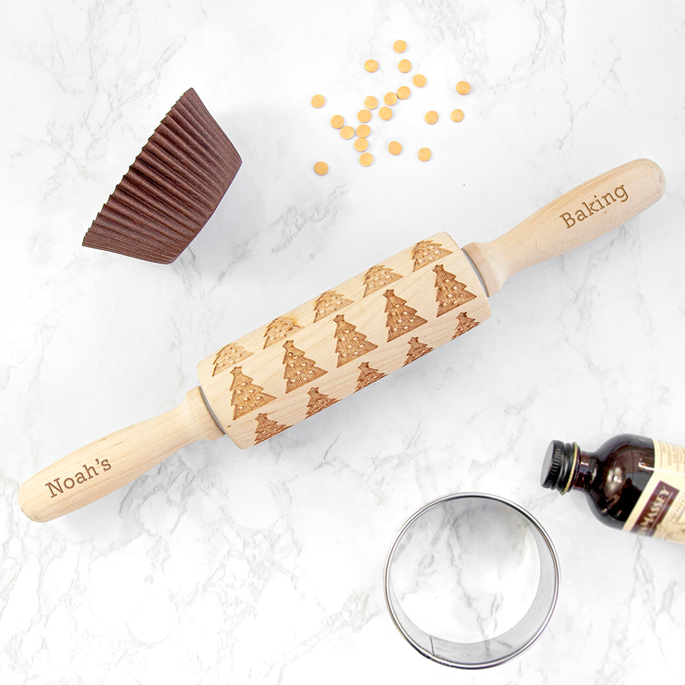 Personalised Kids Christmas Tree Dough Decorating Rolling Pin