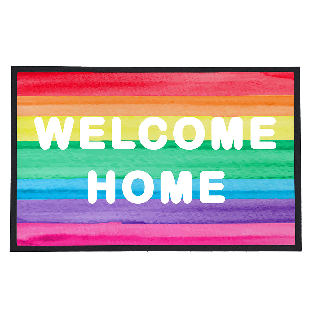 Personalised Rainbow Stripe Doormat