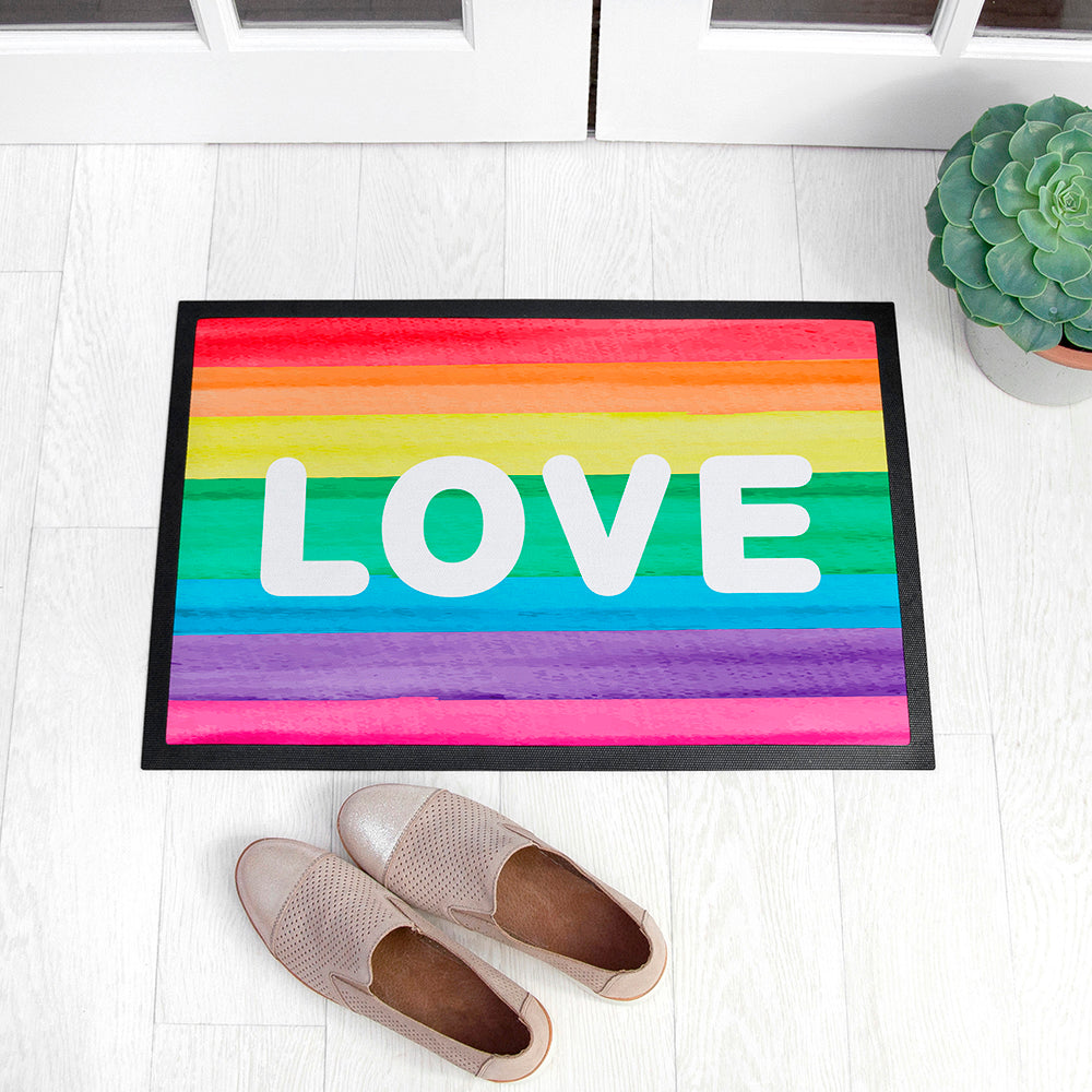 Personalised Rainbow Stripe Doormat